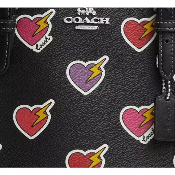 🆕🔥NWT! Coach Mollie Tote Bag 25 Heart Bolt Print Msrp: $378.00 - Picture 5 of 7